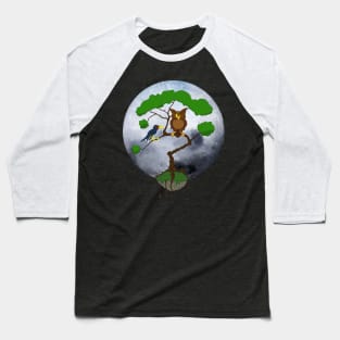 An Owl A Crow And The Moon Baseball T-Shirt